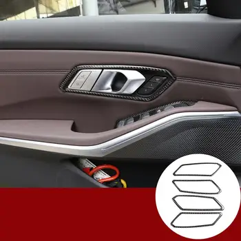 Аксессуары Для Интерьера Автомобиля BMW 3 Серии G20 G28 2019-2020 Настоящая 3D Наклейка Из Углеродного Волокна Дверная Ручка Отделка Рамы Автомобиля Наклейка