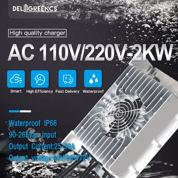 Быстрое зарядное устройство AC 110V /220V 2KW EV Зарядное устройство для мотоцикла Протокол TC CAN 48V 60V 72V 25A Включение зарядного устройства с водонепроницаемой изоляцией