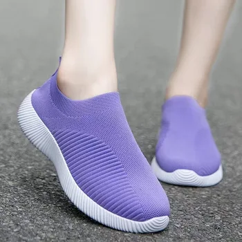 Женская обувь, Модные сетчатые кроссовки на платформе, Носки Zapatillas Mujer, Дышащая спортивная обувь Socofy, женские туфли на плоской подошве