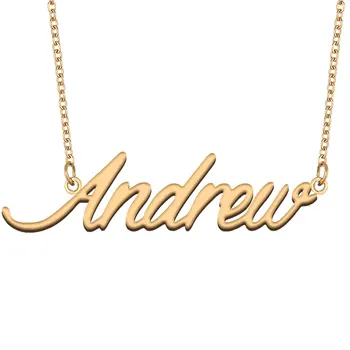Женское ожерелье с именем Эндрю, Ювелирные изделия из нержавеющей стали, подвески с именной табличкой золотого цвета, Колье с надписью Para Mujer, Колье с буквами