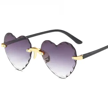Модные женские солнцезащитные очки в форме сердца с градиентом Love Heart Солнцезащитные очки без оправы для путешествий на открытом воздухе UV400 Eyewear Oculos De Sol