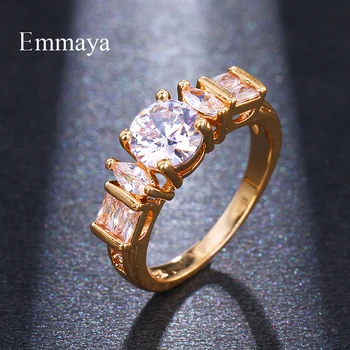 Обручальное кольцо Emmaya Simple с цирконом золотого цвета для женщин, популярные свадебные кольца со стразами для женщин, ювелирные изделия