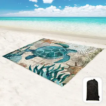 Пляжное одеяло из тончайшего полиэстера, Защищенное от песка, Водонепроницаемый Бесплатный Коврик для скамейки, Портативные Пляжные Дорожные Принадлежности, Подходящие для путешествий