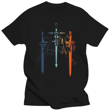 Футболки короткие модные мужские Kirito и Asuna form Sword Art Онлайн sword art онлайн sao kirito asuna футболка мужская