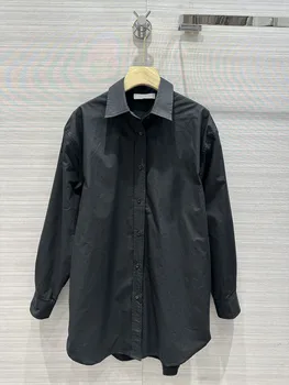 Черная хлопковая рубашка большого размера классическая вещь, стильная и продвинутая