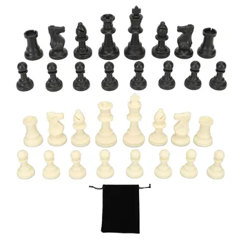 Шахматная фигура 32 шахматных фигуры черно-белого цвета с сумкой для хранения в путешествии